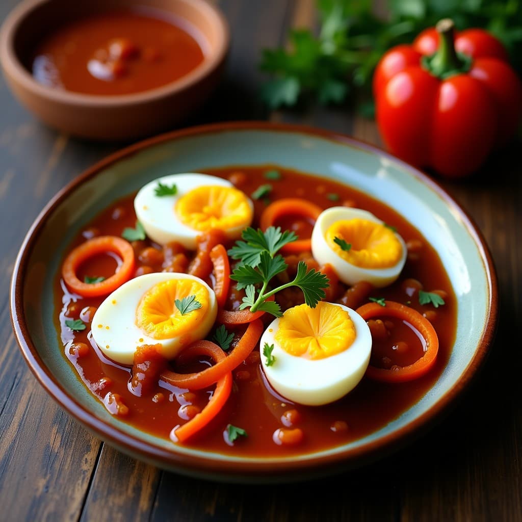 Huevos Escabechados en Salsa de Ají Panca y Cebolla Morada: Receta Peruana para Tupper