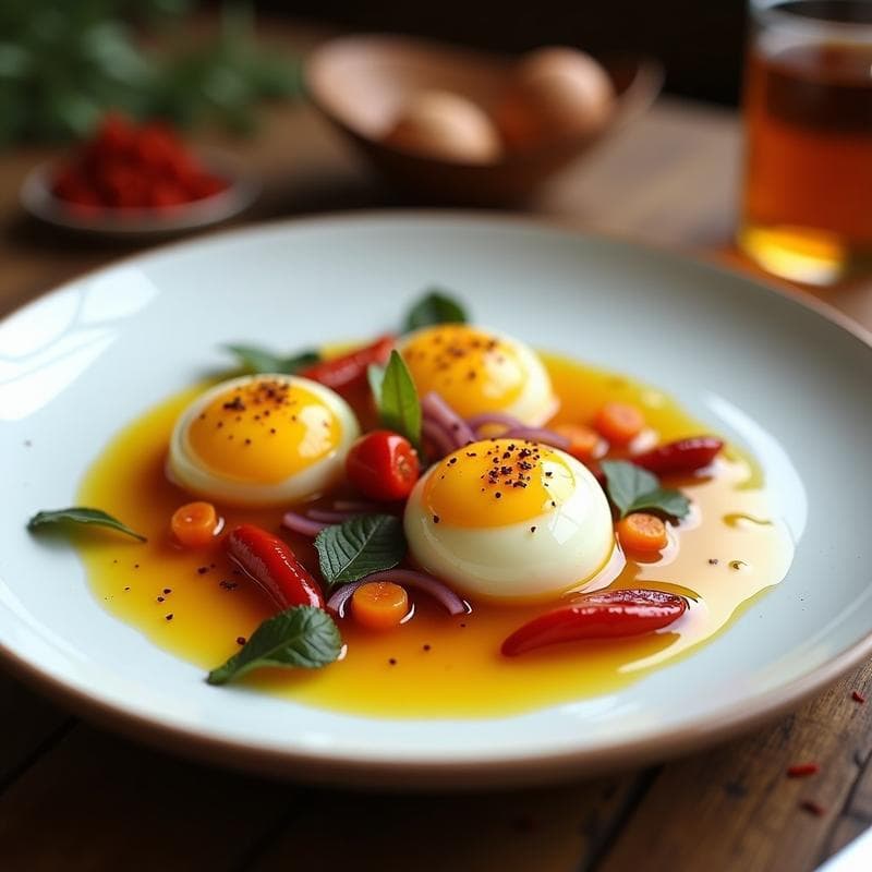 Huevos Escabechados con Azafrán y Piquillo: Receta en Thermomix Reconfortante