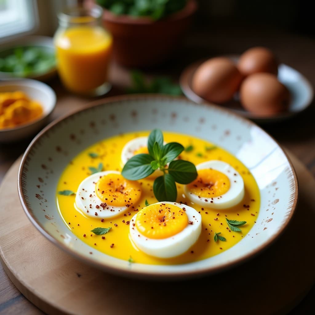 Huevos Escabechados en Salsa de Cúrcuma y Leche de Coco: Receta Peruana Reconfortante