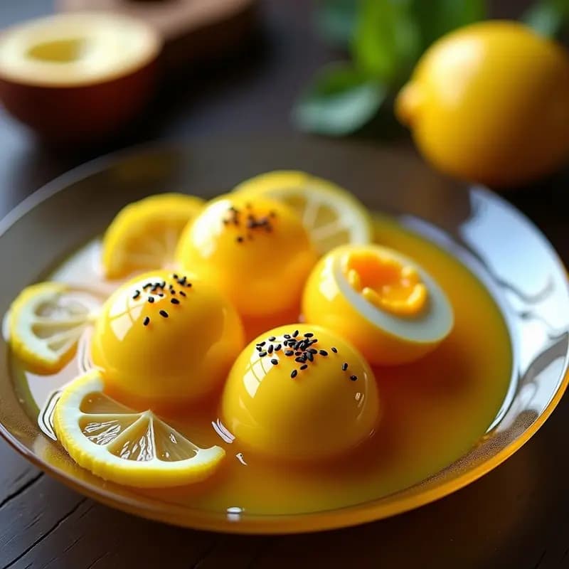 Huevos Escabechados en Gelatina de Cúrcuma y Jengibre: Entrante Visual y Antioxidante