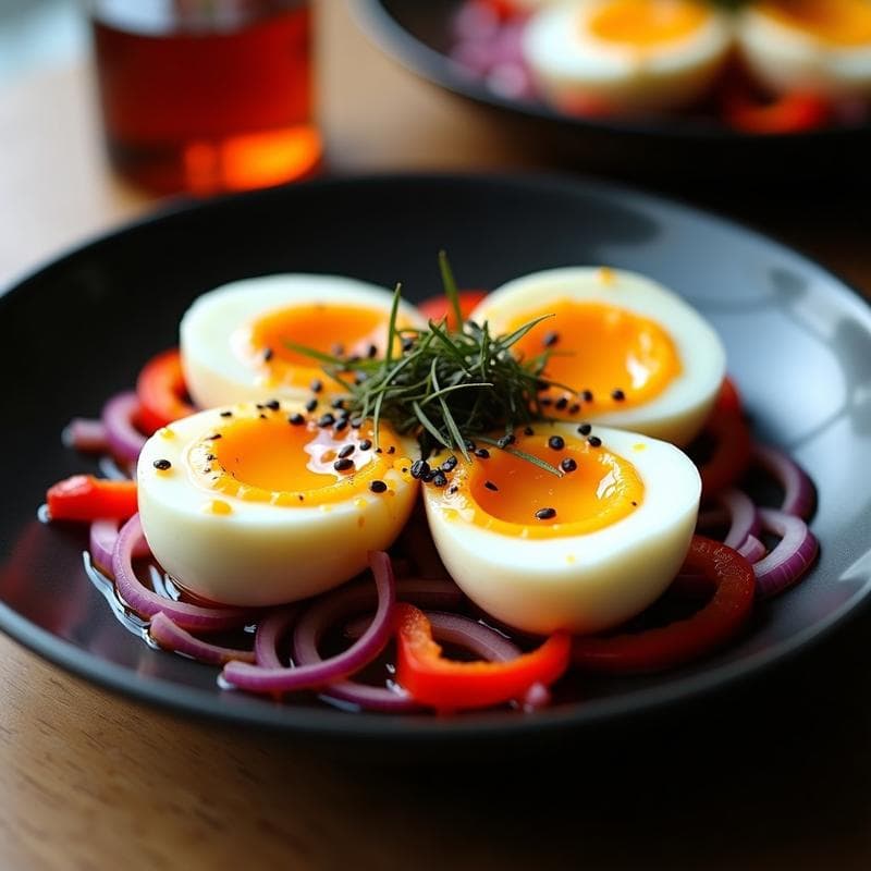 Huevos Escabechados en Salsa de Miso y Jengibre: Receta en Airfryer Japonesa Alta en Proteína