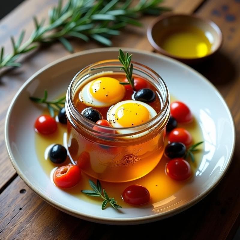 Huevos Escabechados con Pimientos Asados y Aceitunas Kalamata: Aperitivo Griego en 30 Minutos
