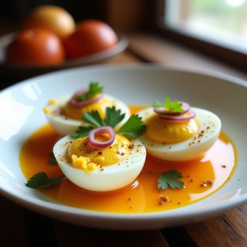 Huevos Escabechados en Salsa de Tamarindo y Jengibre: Entrante Peruano en Olla Express sin Aceite