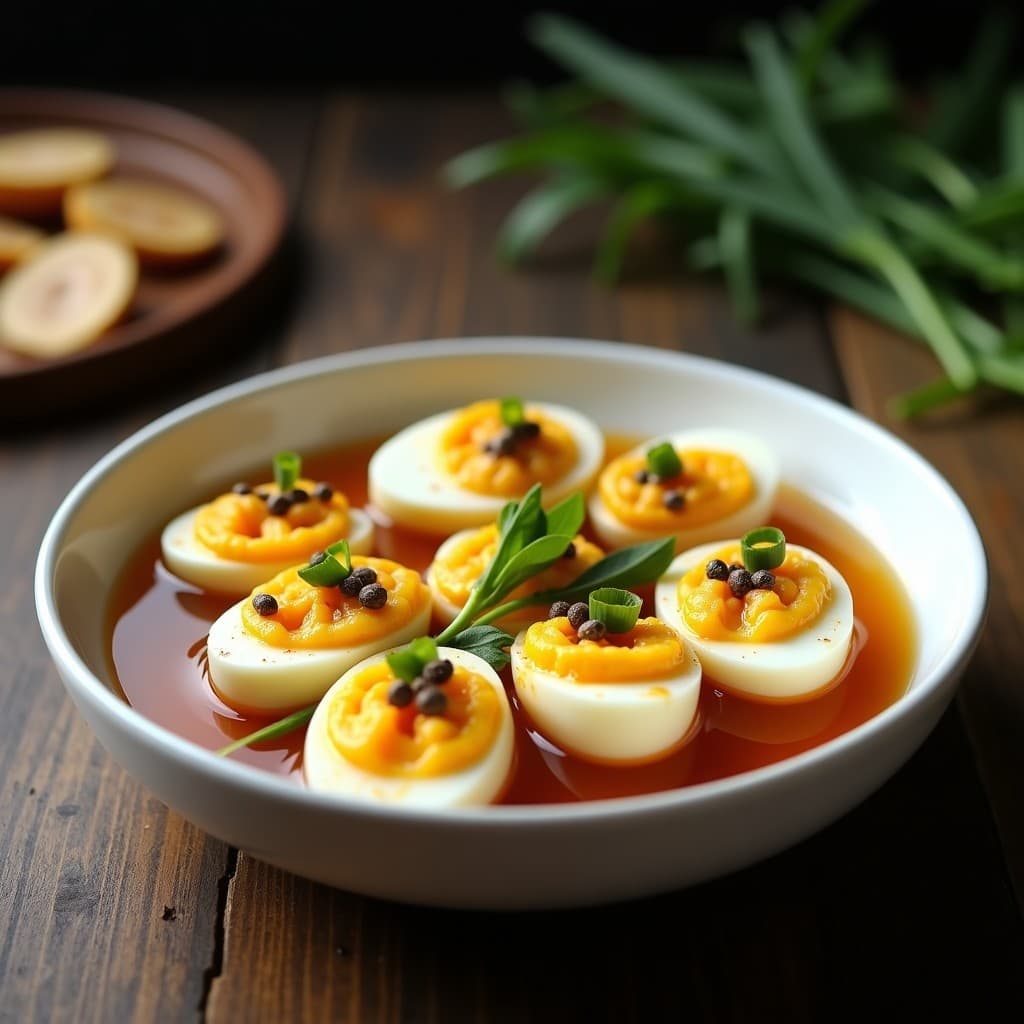 Huevos Escabechados con Vinagre de Arroz y Jengibre: Receta Filipina Keto en Thermomix
