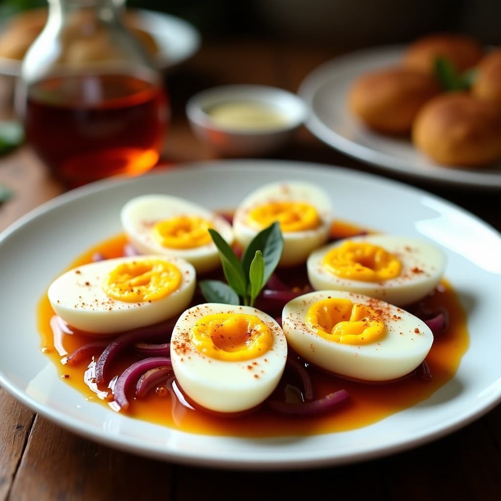Huevos Escabechados con Vinagre de Sidra y Cebolla Morada: Receta Española en Airfryer