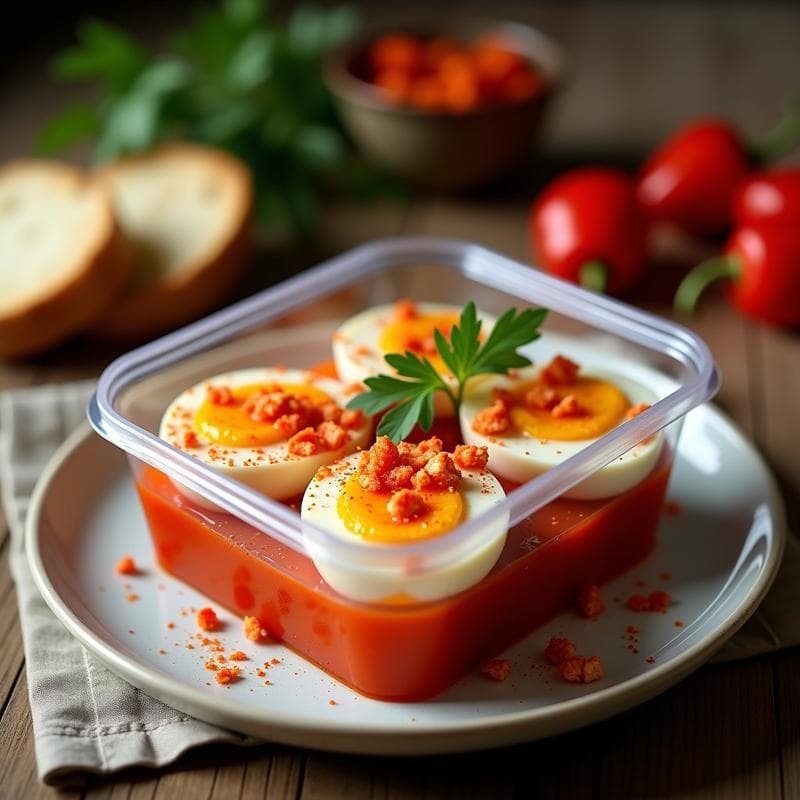 Huevos Escabechados con Vinagreta de Piquillo y Trevijano: Receta Vasca para Tupper