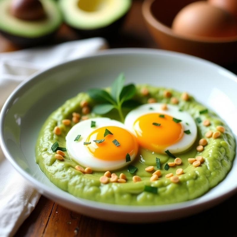 Huevos escalfados sobre Puré de Aguacate: Desayuno Keto con Toque Cremoso en 10 Minutos