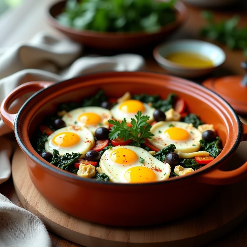 Huevos a la Flamenca con Espinacas y Queso de Cabra: Receta Española en Olla Lenta