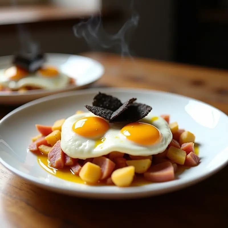 Huevos a la Flamenco con Trufa Negra y Espuma de Patata: Receta Española de Lujo en 20 Minutos