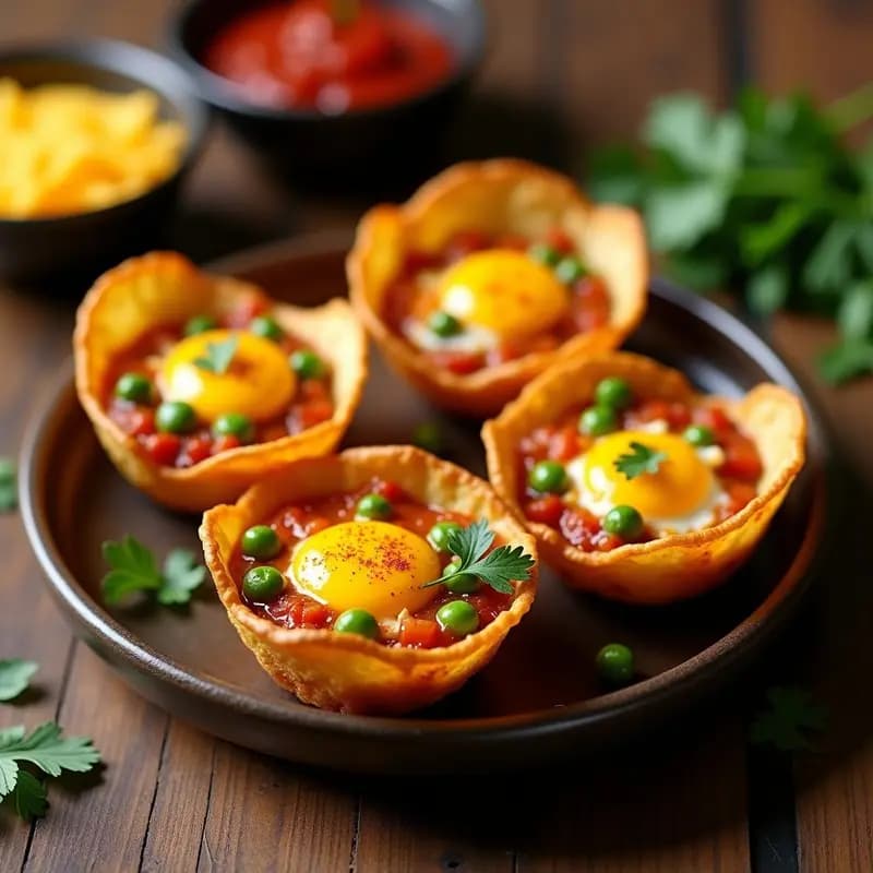 Huevos a la Flamenca en Vasitos de Chips: Tapas Españolas en Airfryer con Sorpresa Crujiente