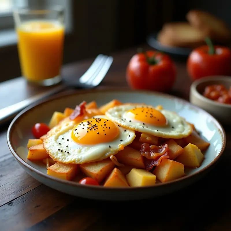 Huevos Fritos con Patatas Panaderas y Queso Fundido: Desayuno de Campeón… de Comilona