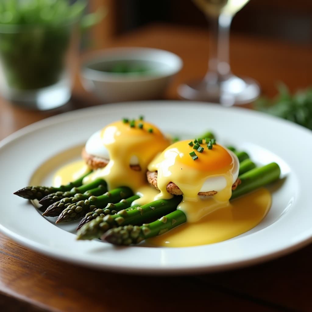 Huevos al Horno con Espárragos Trigueros y Salsa Holandesa: Receta Gourmet en 25 Minutos
