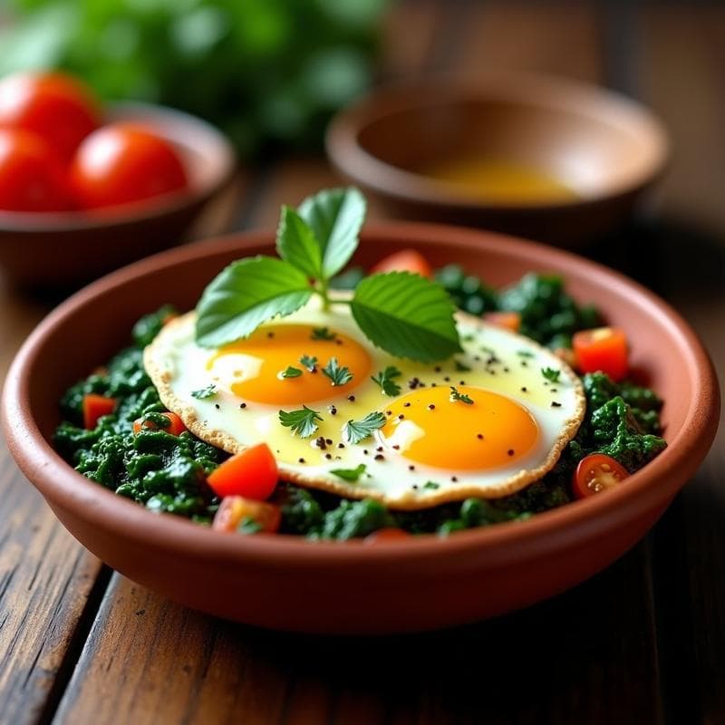 Huevos Kochari con Espinacas y Tomate: Receta Armenia en Thermomix Alta en Proteína