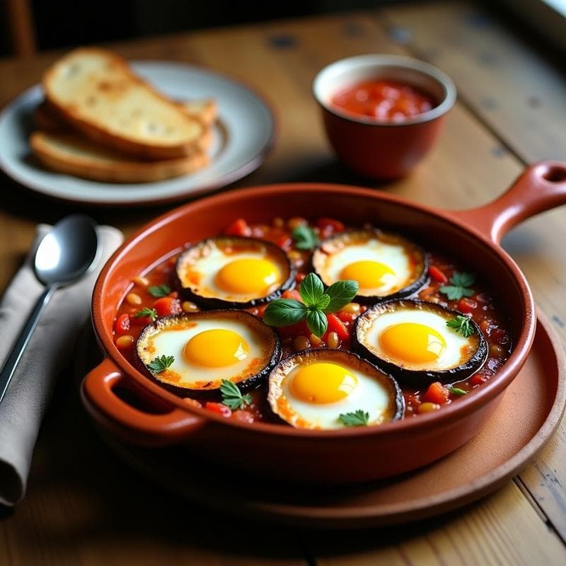 Huevos a la Flamenca con Berenjena Ahumada: Receta Sin Lactosa en 25 Minutos
