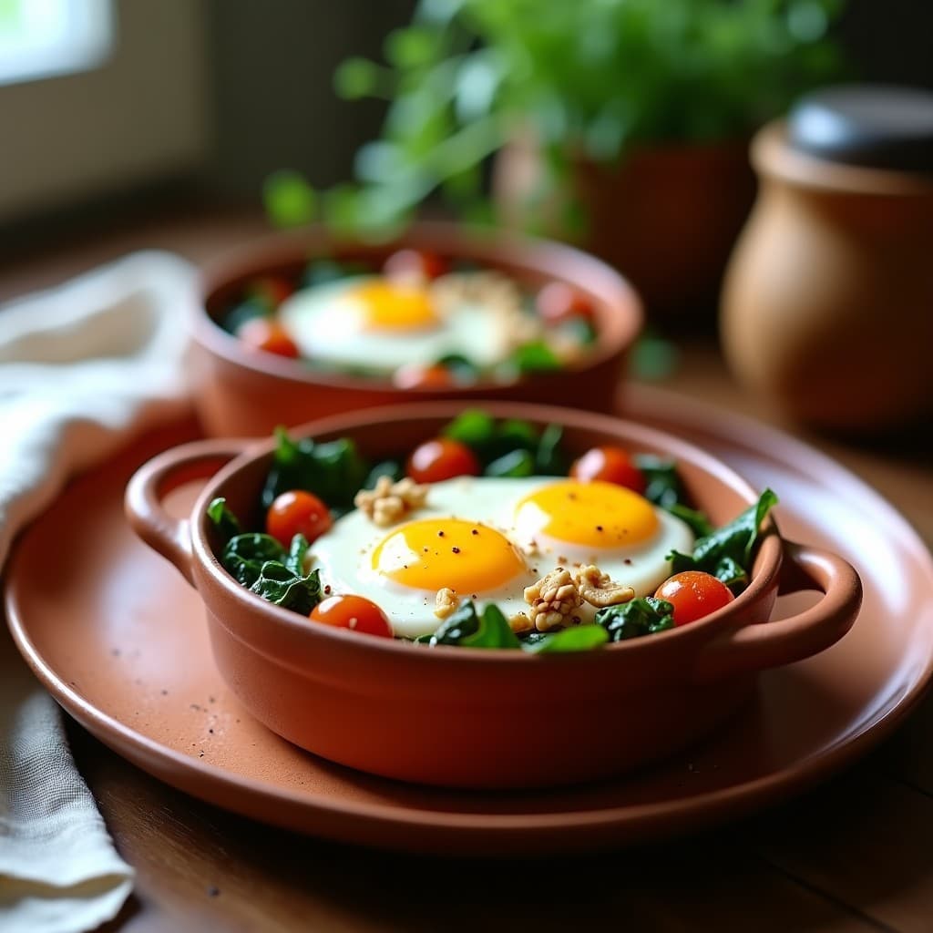 Huevos al Nido con Espinacas y Queso de Cabra: Desayuno Alto en Proteínas en 15 Minutos