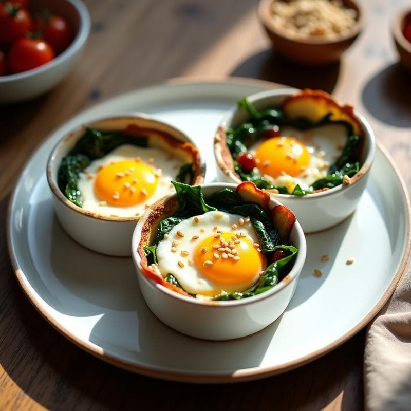 Huevos en Nido de Espinacas y Tomate Seco: Desayuno Keto en 10 Minutos