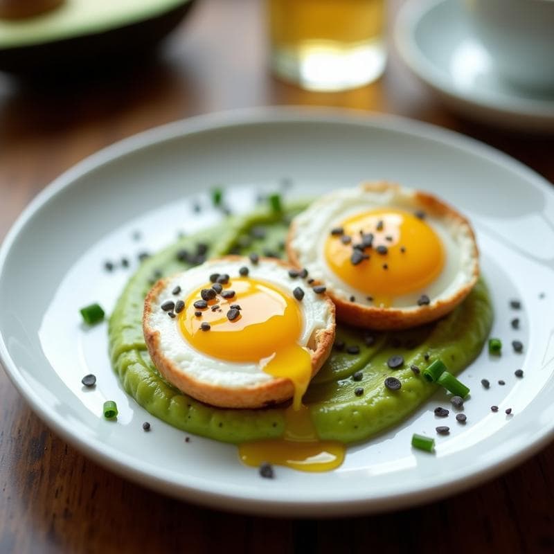 Huevos al Nido con Puré de Aguacate y Semillas de Amapola: Desayuno Keto en 10 Minutos
