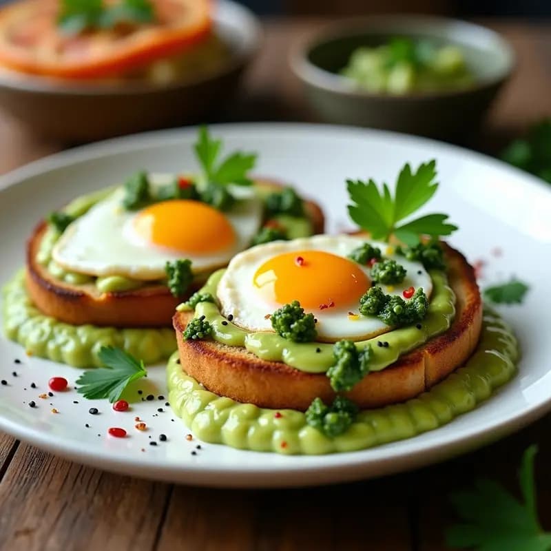 Huevos al Nido con Puré de Palta y Salsa de Chimichurri: Receta Argentina en Airfryer