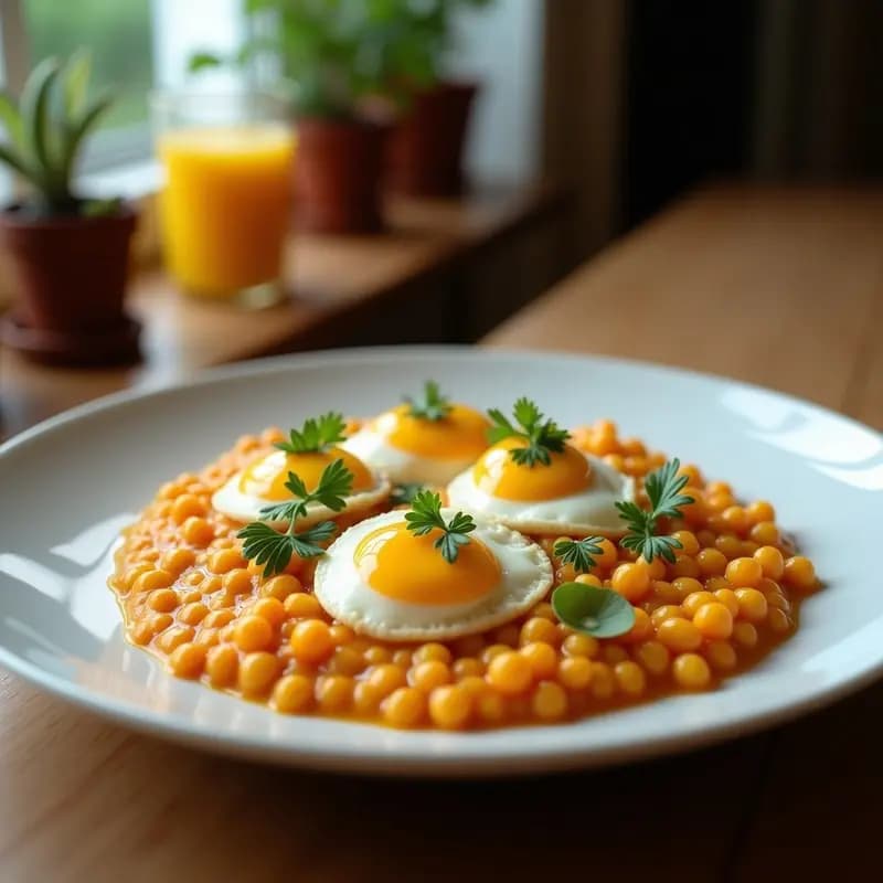Huevos en Nube de Espuma de Garbanzos: Desayuno Esponjoso y Vegano