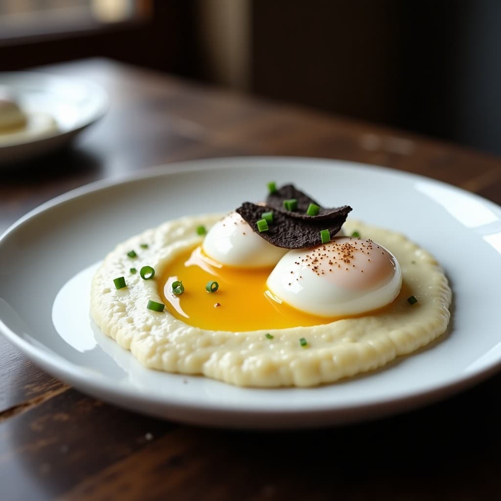 Huevos Poché sobre Puré de Coliflor con Trufa Negra: Desayuno Keto y Gourmet en 15 Minutos