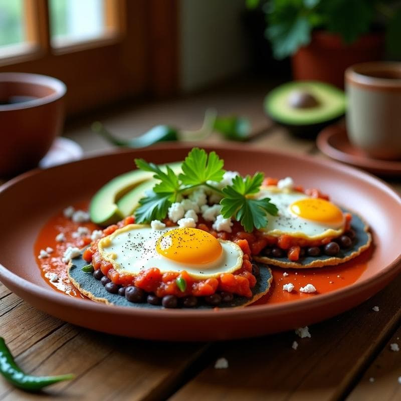 Huevos Rancheros con Frijoles Negros y Aguacate: Desayuno Mexicano en 15 Minutos