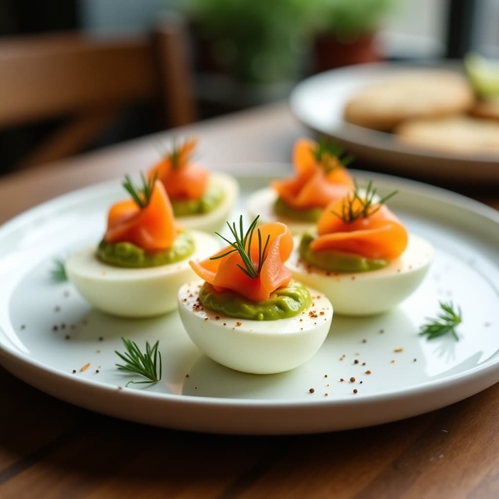 Huevos Rellenos de Aguacate y Salmón Ahumado: Desayuno Alta en Proteína en 10 Minutos
