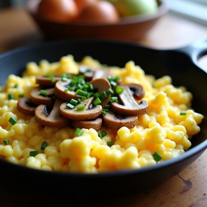 Huevos Revoltillos con Hongos Shitake y Cebollino: Desayuno Keto en 10 Minutos
