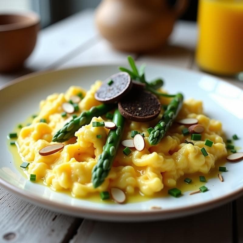 Huevos Revueltos con Espárragos y Trufa Negra: Receta Keto y Alta en Proteína en 10 Minutos