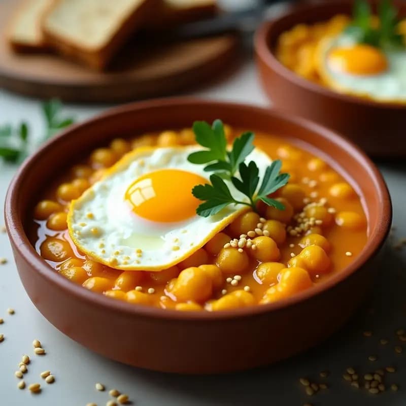 Huevos Revueltos con Puré de Garbanzos y Cúrcuma: Desayuno Alto en Proteína Tipo ‘Shakshuka’