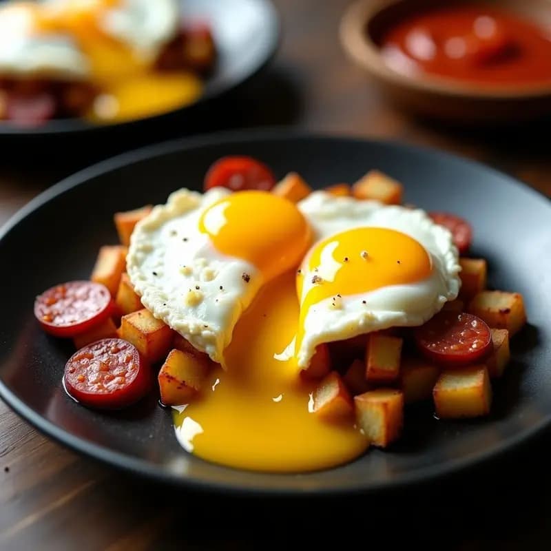Huevos Rotos con Chorizo y Patatas Crujientes: Receta Express en Sartén que Triunfa en TikTok