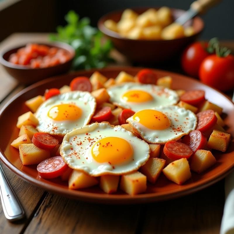 Huevos Rotos con Patatas y Chorizo: Receta Tradicional Española en 20 Minutos