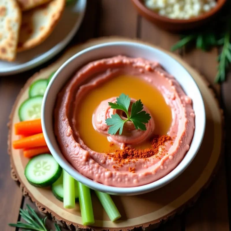 Hummous de Remolacha Rosada: Dip Libanés Sin Gluten con Tahini y Comino