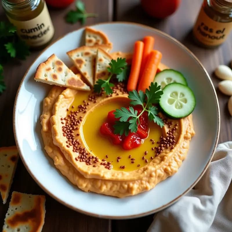 Hummus de Almendras y Pimiento Asado: Receta Vegana con Toque norteafricano