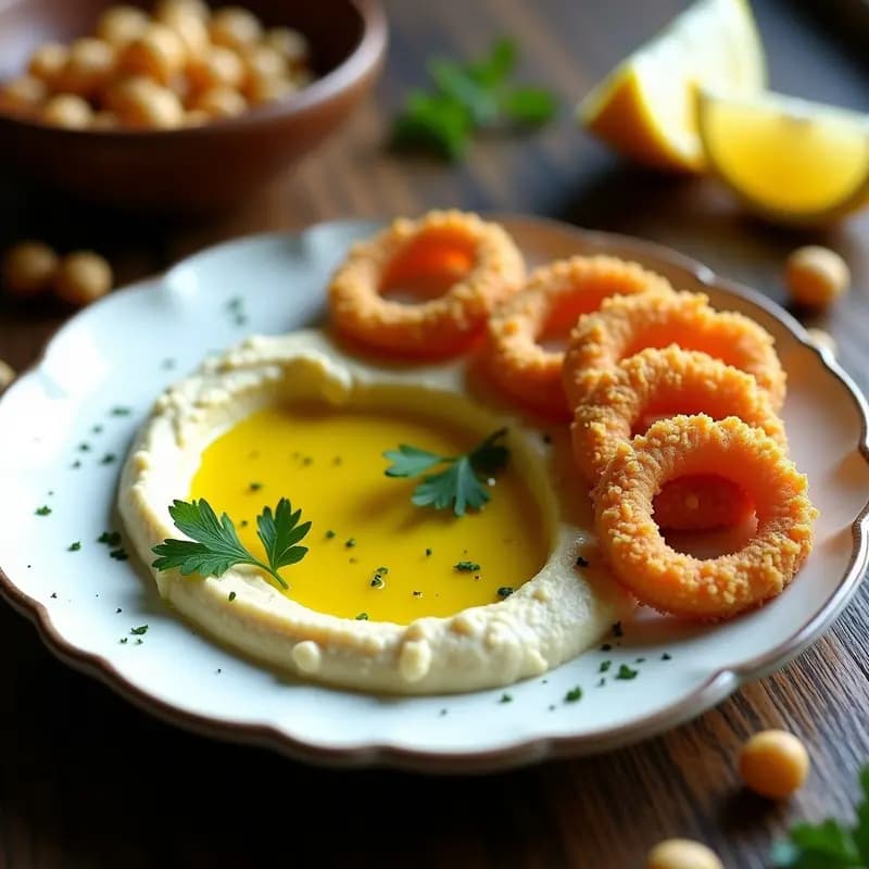 Hummus con Calamares Fritos en Airfryer: Receta Rápida y Crujiente en 20 Minutos