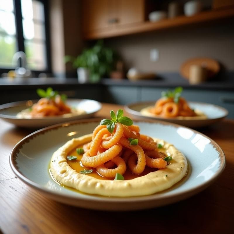 Hummus con Calamares Fritos Crujientes: Receta Árabe en 25 Minutos con Salsa de Limón y Ajo