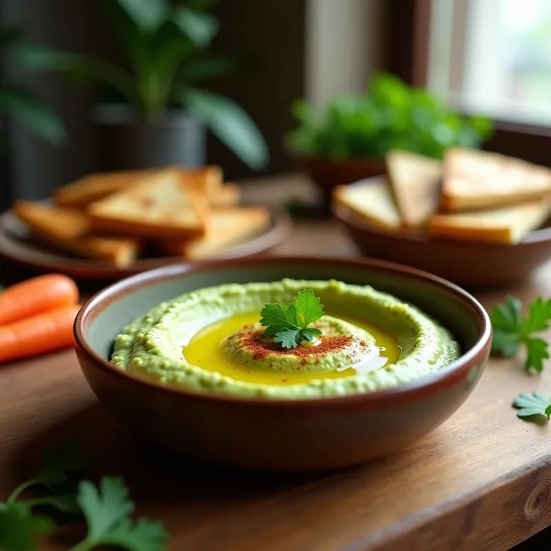 Hummus de Cilantro y Limón Ahumado: Receta Vegana en 10 Minutos Sin Cocinar