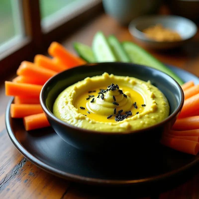 Hummus de Edamame y Cúrcuma: Dip Japonés Vegano y Antiinflamatorio