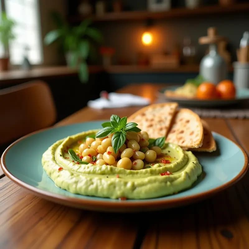 Hummus de Edamame con Pan de Pita Integral: Aperitivo Mediterráneo Alto en Proteína