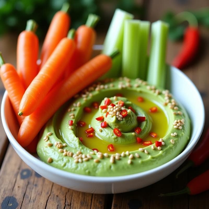 Hummus de Edamame con Aceite de Sésamo y Chile: Receta Vegana y Alta en Proteína para Tupper