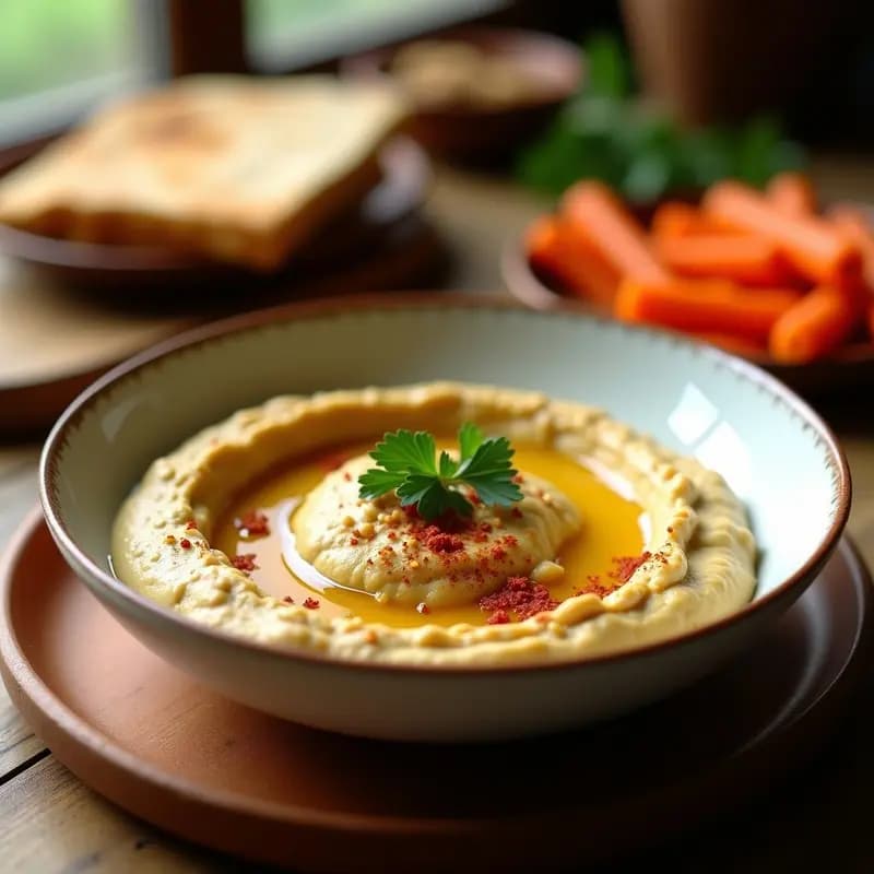 Hummus de Garbanzos con Aceite de Oliva Virgen y Pimentón Ahumado: Receta de Oriente Medio en 10 Minutos