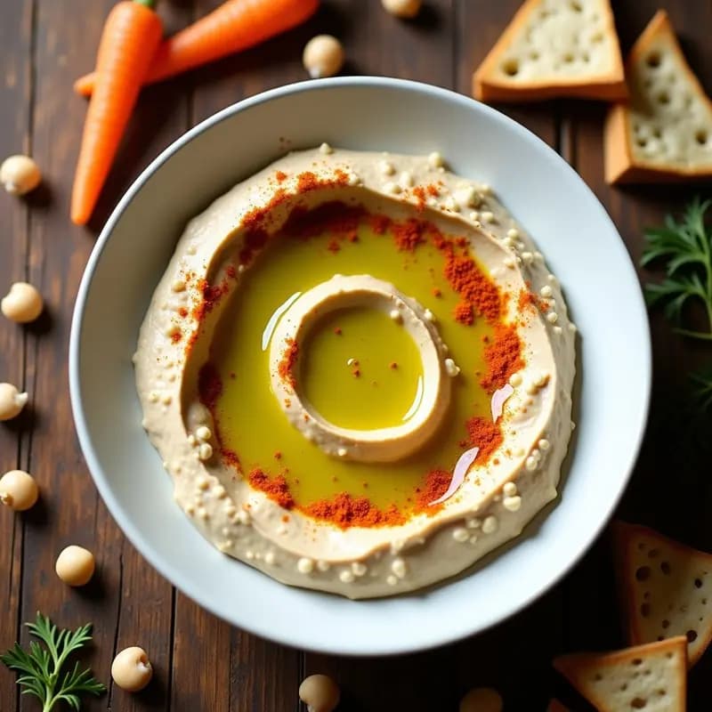 Hummus de Garbanzos Blancos con Aceite de Oliva Picual y Pimentón de la Vera