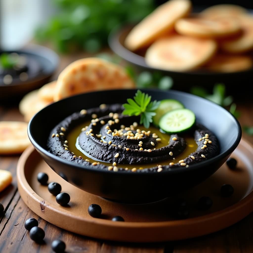 Hummus de Garbanzos Negros con Aceite de Sésamo: Receta Árabe Gourmet en Thermomix