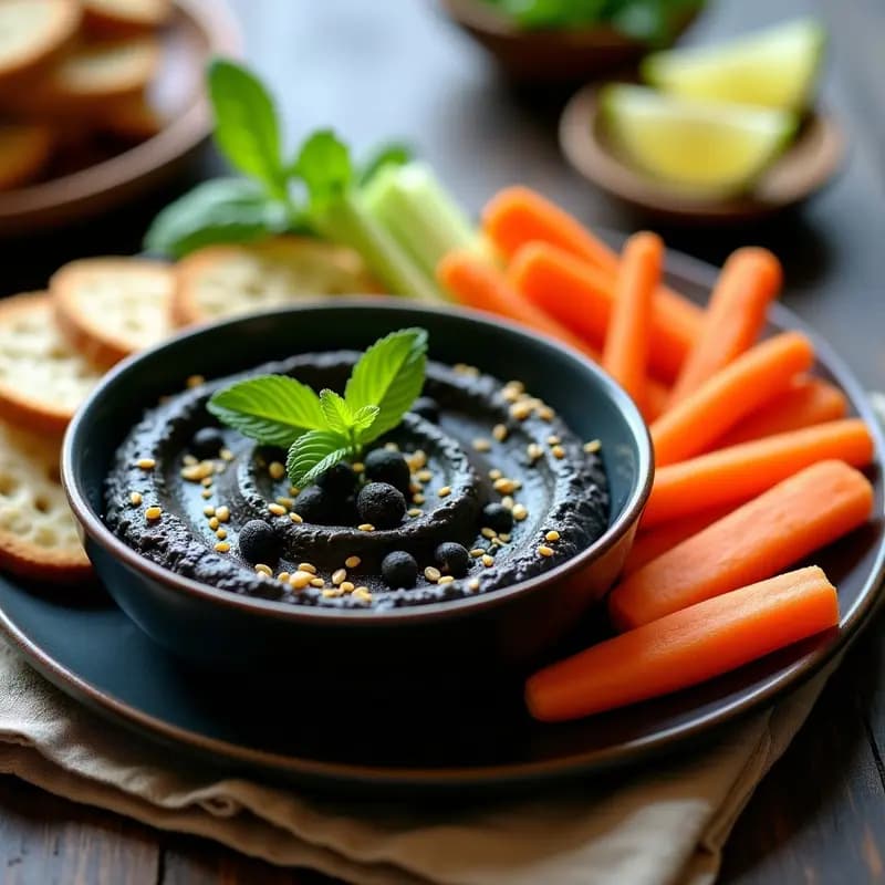 Hummus de Garbanzos Negros con Tahini y Limón: Dip Libano Vegano y Alto en Fibra