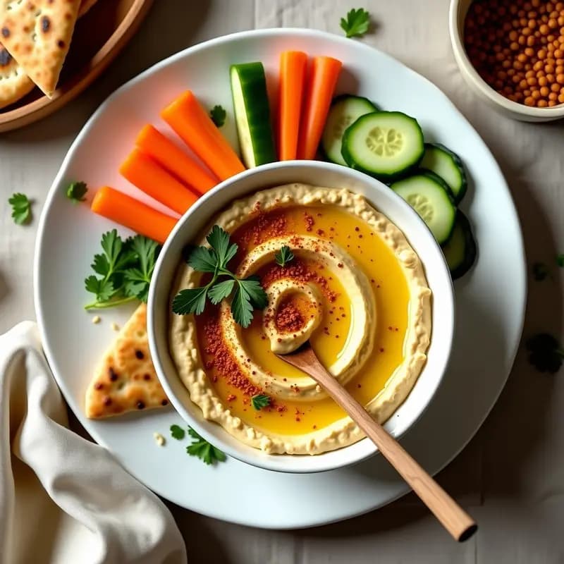 Hummus de Garbanzos con Pimentón y Aceite de Sésamo: Dip Libanés sin Gluten