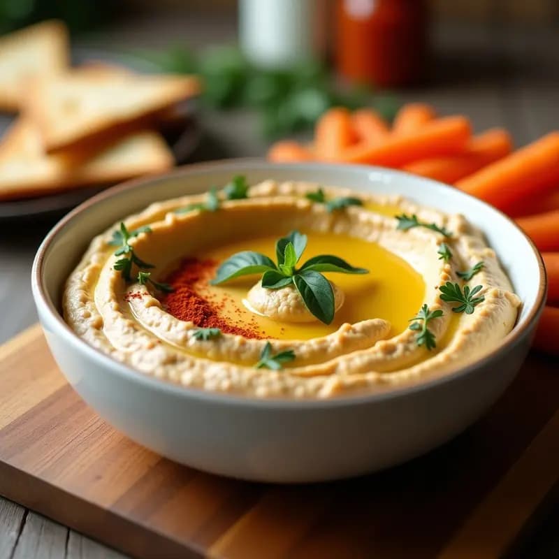 Hummus de Garbanzos con Tahini y Pimentón Ahumado: Dip Palestino en 10 Minutos