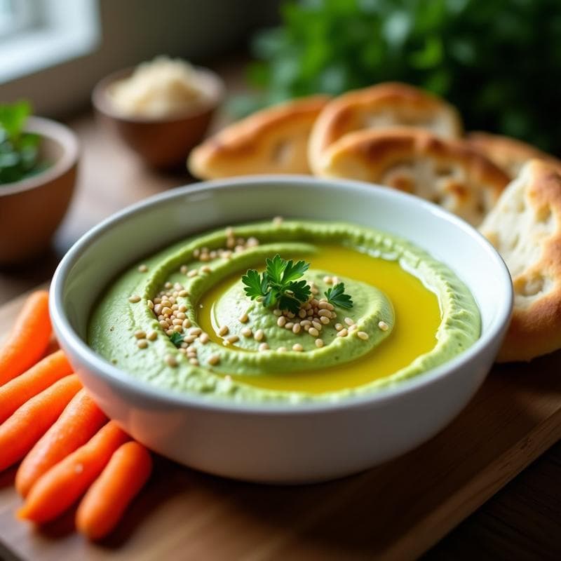 Hummus de Guisantes con Aceite de Oliva y Comino: Aperitivo Árabe Sin Tahini