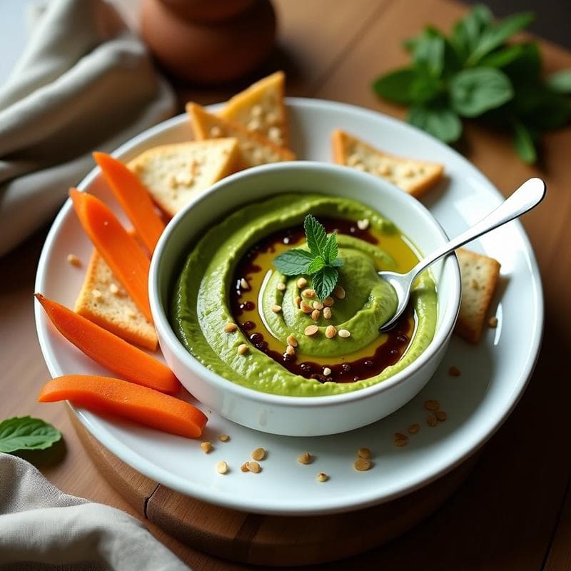 Hummus de Guisantes con Aceite de Trufa: Aperitivo Vegano Gourmet en 10 Minutos