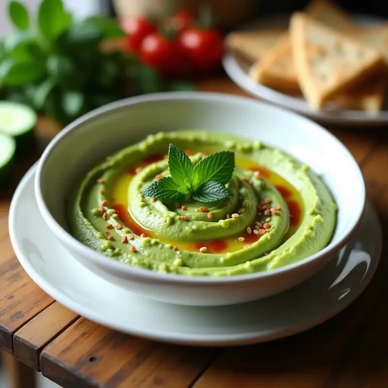 Hummus de Guisantes y Menta: Receta Griega Vegana con Pan de Pita Integral
