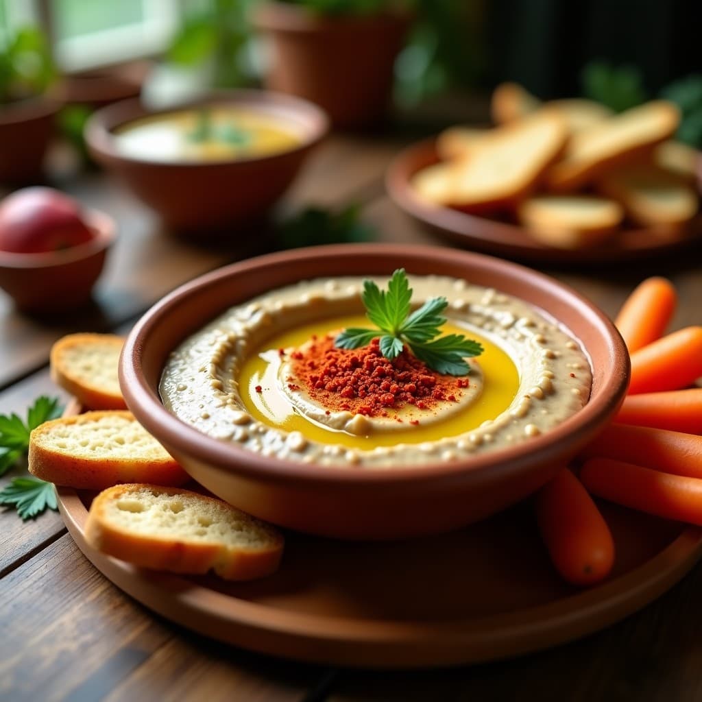 Hummus de Habas Negras con Aceite de Oliva Virgen y Pimentón de La Vera: Dip Vegano Extremeño
