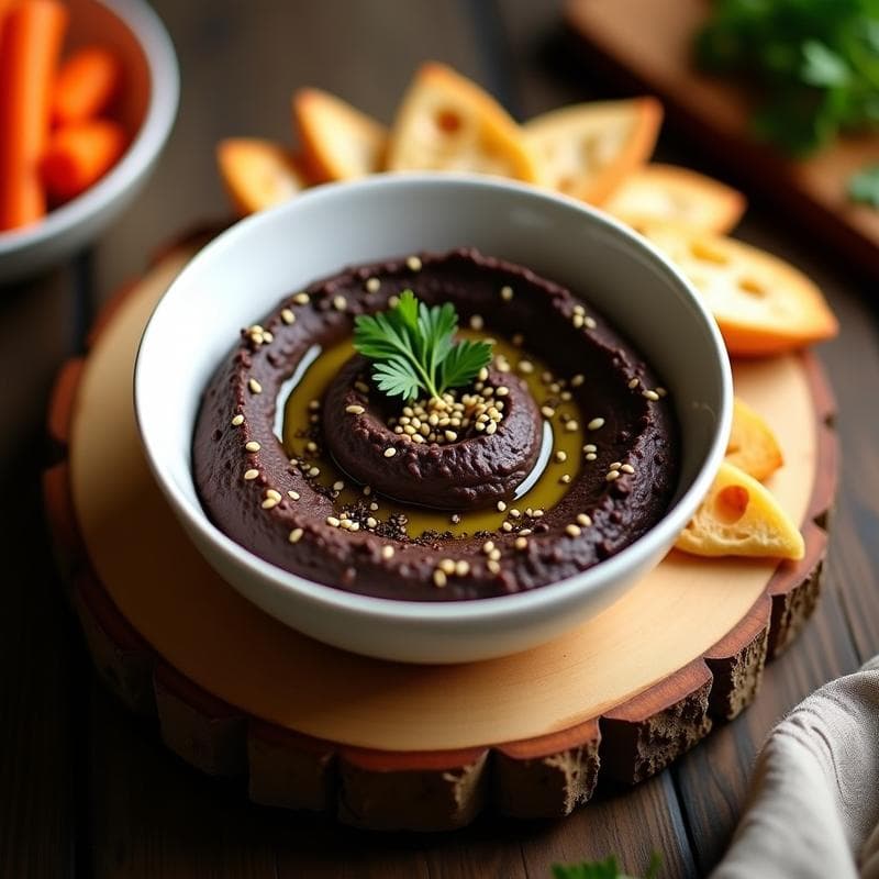 Hummus de Habas Negras con Aceite de Trufa: Aperitivo Libanés en Thermomix